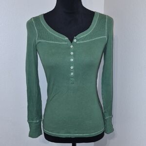 Aeropostale Olive Long Sleeve Henley Top